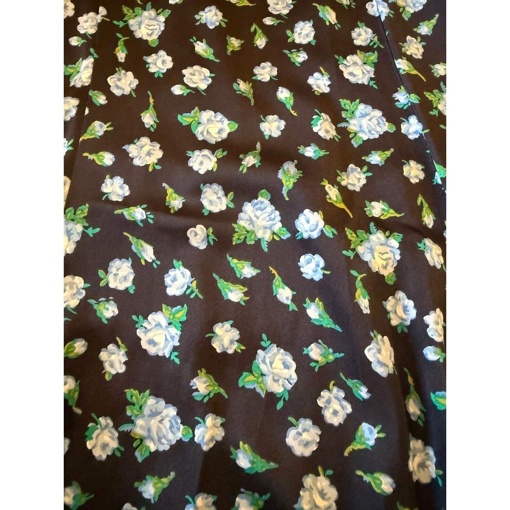 Betsey Johnson Black Blue Floral V-Neck Puff Sleeve Midi Dress Size‎ 6 - Picture 4 of 6